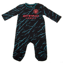 (12-18 Months, Black/Sky Blue) Manchester City FC Baby 2023/2024 Sleepsuit