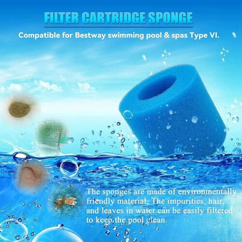 Filtre éponge Bestway Type VI pour piscine et spa - Réutilisable et lavable - Bleu 1