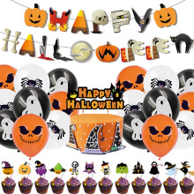 Décorations de sorcier pour une fête d'anniversaire sur le thème des films d'horreur d'Halloween, décor de gâteau maison hantée avec fond
