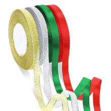 Panglică strălucitoare din material textil pentru meșteșuguri DIY, panglică metalică cu sclipici, lungime de 22 m, panglică decorativă