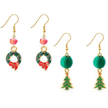 Orecchini natalizi da donna, orecchini pendenti dallo spirito festivo con smalto, collezione di gioielli natalizi, design leggero, orecchini
