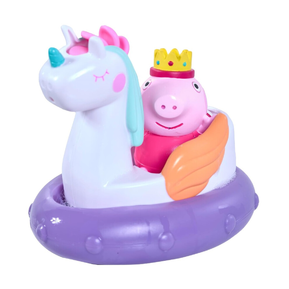 Peppa Pig Tomy Toomies Princess Peppa Bath Float - Peppa Water Squirter Bath Toy And Unicorn Pourer Float With Water Wheel Mane - Officially Licensed