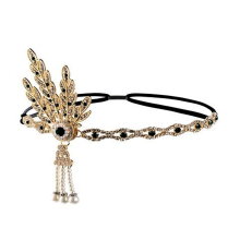 Tiara vintage de casamento com folhas e pérolas, argolas de cabelo elegantes para o estilo melindrosa dos anos 20, acessório para fantasia de