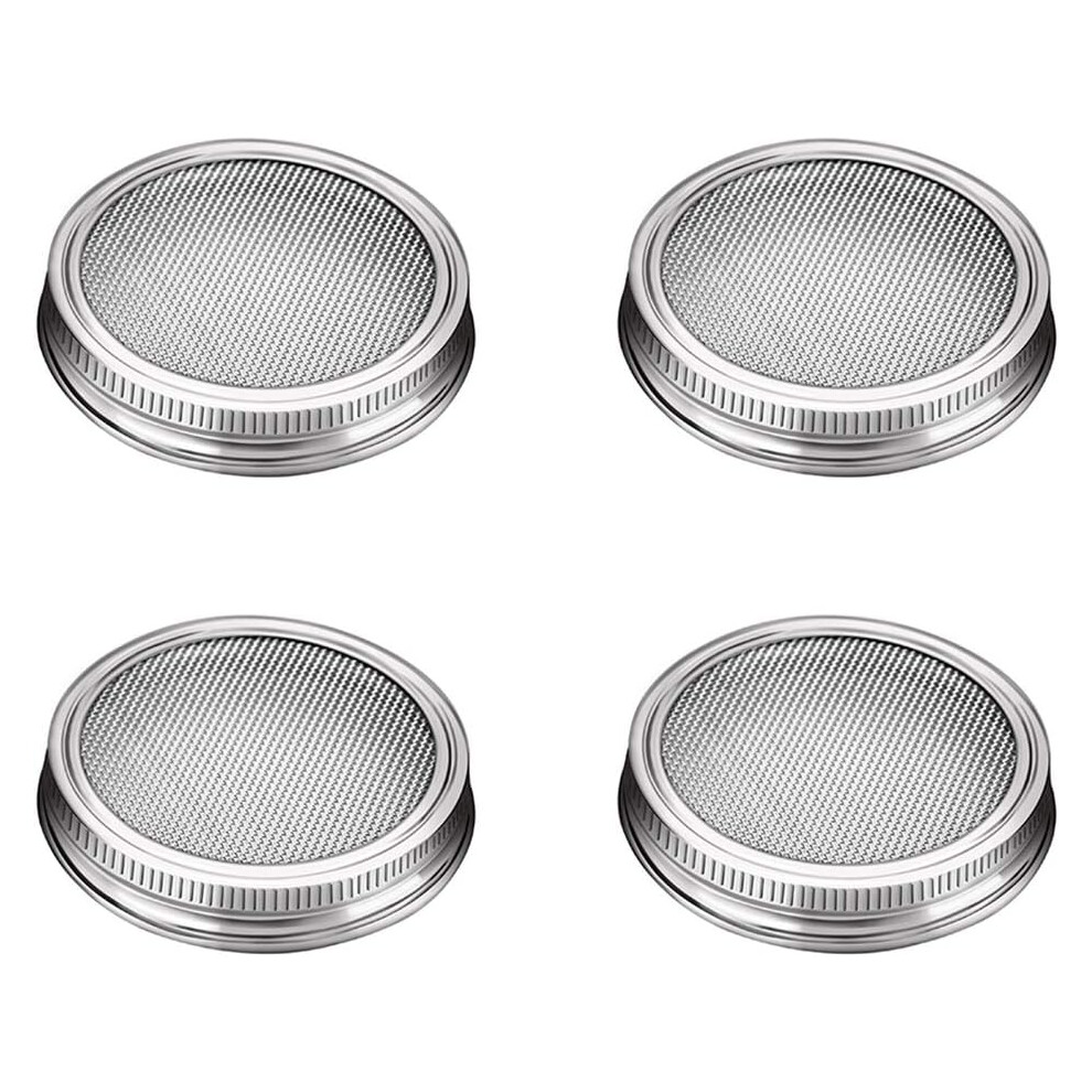 Stainless Steel Sprouting Lids For Wide Mouth Mason Jars, Safe Odor-Free Sprouting Strainer Kit, 316 Food Grade Sprout Lids With Reusable Easy Cleanin 9454554064901