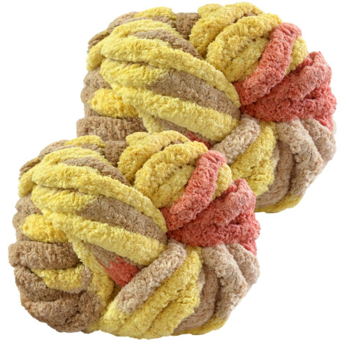 Thick Wool, Pack of 2, 500 g Grapefruit Chunky Wool for Crocheting, Knitting