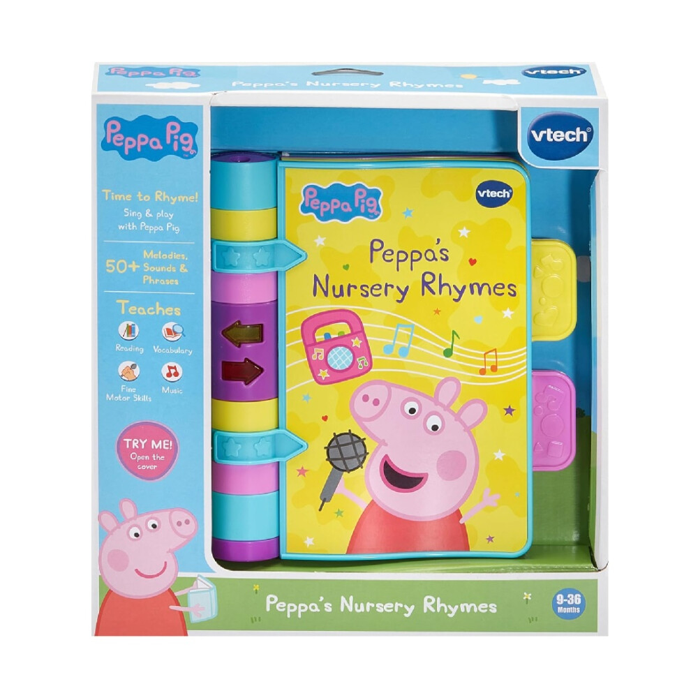Vtech Peppa Pig: Peppa's Nursery Rhymes, Official Peppa Pig Book With Nursery Rhymes, Wipe-Clean Pages, Lights, Songs & Sound Effects, Interactive Toy For