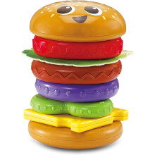 VTech Baby Build-a-Burger, Stacking & Sorting Toy with 6 Food Pieces, Shape Sorting, Stacking Play, Matching, Spinning &