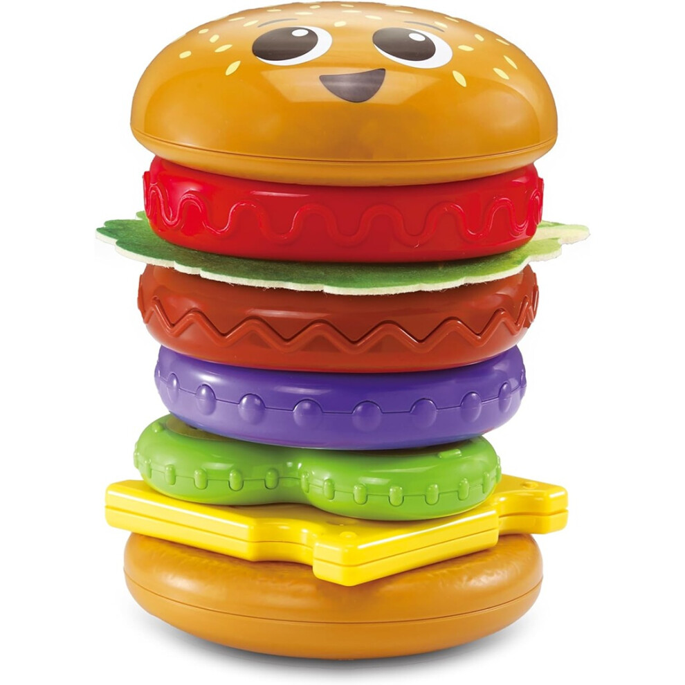 Vtech Baby Build-A-Burger, Stacking & Sorting Toy With 6 Food Pieces, Shape Sorting, Stacking Play, Matching, Spinning &