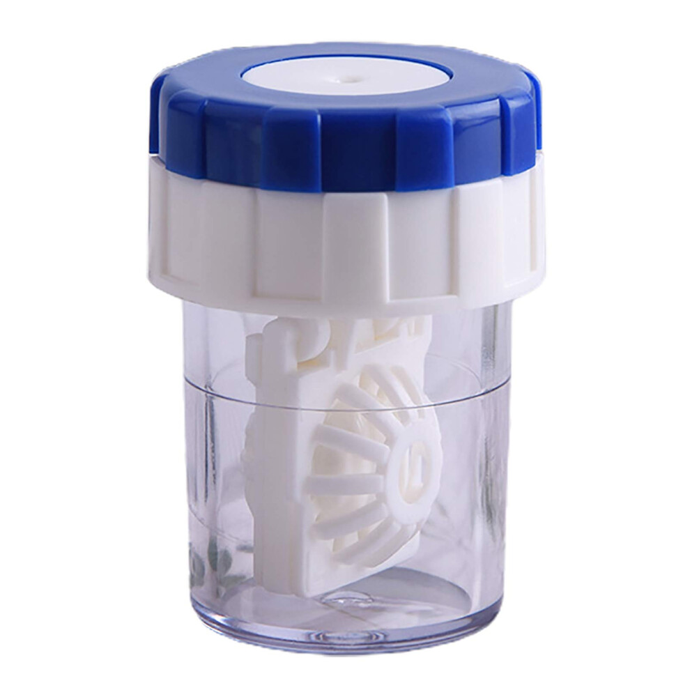 Blue Contact Lens Cleaner With Tweezer, Manual Rotary Cleaning Case, Compact Travel Washer Box