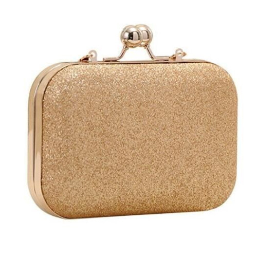 Sac à main - Strass - Doré - Pochette de soirée - Mini sac - Chaîne de 120 cm 1