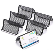 Lot de 6 présentoirs en fer pour cartes de visite et supports de téléphone pour bureau (noir)