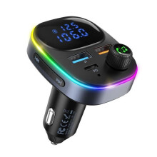 Émetteur FM Bluetooth pour voiture, émetteur radio Bluetooth 5.0 avec prise allume-cigare, chargeur rapide USB-C + QC3.0