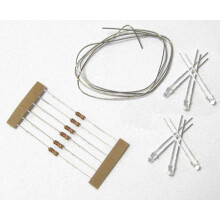 LED Pack Warm White (6) with Resistors & Tinned Wire