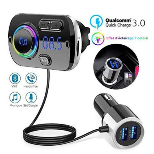 LCC Autoradio Bluetooth QC3.0 Charge rapide Double port USB Large compatibilité