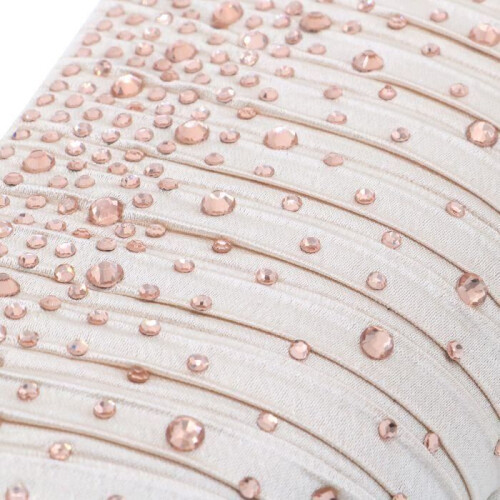 Pochette de soirée en satin beige ornée de strass - Bellevie365 2