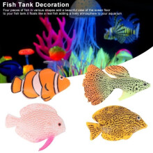 Poissons artificiels d'aquarium (lot de 4) en silicone lumineux, accessoires de décoration pour aquarium et paysage.