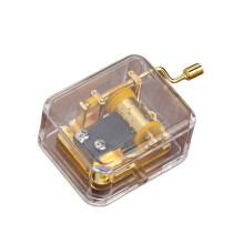 Clear Acrylic Music Box with Manual Operate Hand-Happy birthday