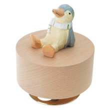 Wood Music Box with Rotating Animal Figure-Spinning Penguin