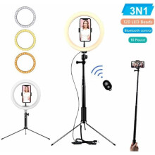 Anneau lumineux LED pour selfies avec trépied, idéal pour la vidéo, la photo, YouTube et le maquillage.