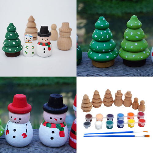 Unfinished Wood Tree Peg Dolls Tree Wood Blank-Christmas Tree 1