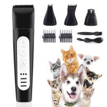 Tondeuse professionnelle pour chiens et chats - 4 en 1 - Tondeuse électrique sans fil rechargeable avec 2 peignes réglables - Noire