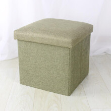 Ottoman Storage Cube Foldable with Padded Seat for Living Room Bedroom Toy Chest Green 15x15x15