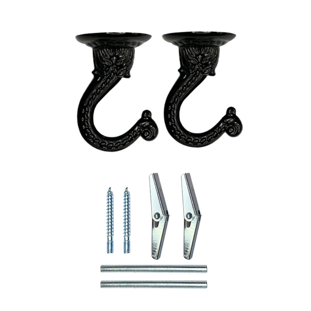 Set Of 2 Functional Metal Hooks Ceiling Hangers For-Black 7695000449954