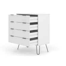 4 Drawer Chest of Drawers - Manufactured Wood Fibre Board/Metal - 76.5 x 39.5 x 90.3 cm - White