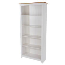 Capri Tall Bookcase - MDF/Pine - 80 x 29.6 x 176.6 cm - White/Antique Waxed Pine