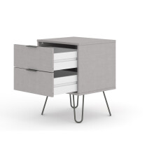 2 Drawer Bedside Cabinet - Textured Manufactured Board/Metal - 45 x 39.5 x 57 cm - Grey