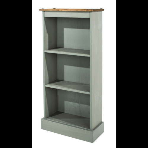 Corona Grey 3 Tier Low Narrow Bookcase