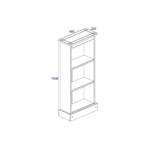 Corona Grey 3 Tier Low Narrow Bookcase 2