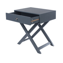 X Leg 1 Drawer Petite Bedside Cabinet - MDF - 55 x 40 x 60 cm - Blue