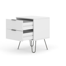 2 Drawer Bedside Cabinet - Manufactured Wood Fibre Board/Metal - 45 x 39.5 x 57 cm - White