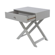 X Leg 1 Drawer Petite Bedside Cabinet - MDF - 55 x 40 x 60 cm - Grey