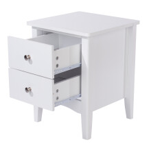 2 Petite Drawer Bedside Cabinet - MDF - 38 x 38 x 49 cm - White