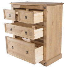Corona 2+2 Drawer Chest - Pine - 91 x 47 x 103.8 cm - Antique Waxed Pine