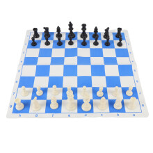 Schachspiel, 42 cm, blau und weiß, rollbares