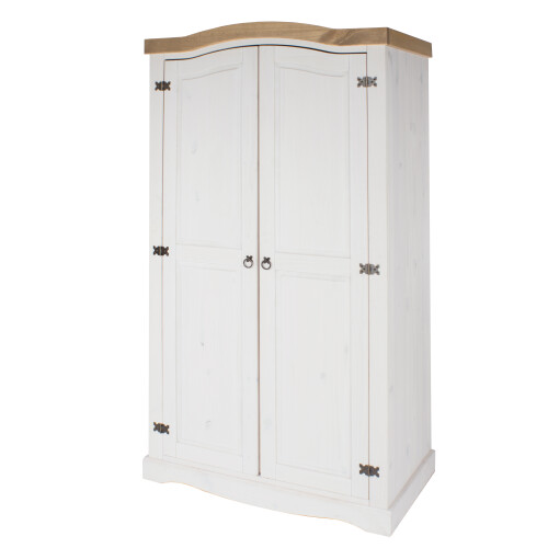 Corona White Washed & Waxed Effect Pine 2 Door Wardrobe 1