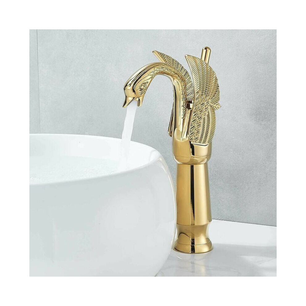 Shiny Polished Gold Bathroom Faucet, Single Handle Single Hole Basin Mixer Tap With Ultrahigh Hydraulic Pressure Test, Easy And Quick Installation For 9466005073424