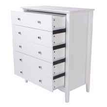 5 Drawer Chest - MDF - 83 x 43 x 101 cm - White