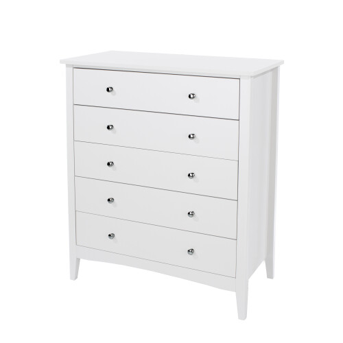 5 Drawer Chest - MDF - 83 x 43 x 101 cm - White 1