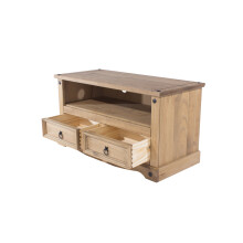 Corona Flat Screen TV Unit - Pine - 95 x 43 x 51 cm - Antique Waxed Pine
