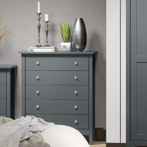 5 Drawer Chest - MDF - 83 x 43 x 101 cm - Blue 2