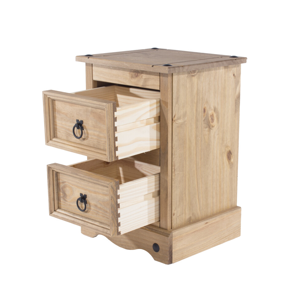Core Products Corona 2 Drawer Petite Bedside Cabinet - Pine - 36 X 32 X 53.1 Cm - Antique Waxed Pine