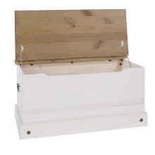 Corona Storage Trunk - Pine/Particle Board - 90.2 x 48 x 44.5 cm - White Wax/Antique Waxed Pine