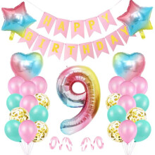 Luftballon9. Geburtstag Rosa, 9. Geburtstag Deko, Geburtstagsdeko9Jahr, 9Geburtstag Mädchen Deko Geschenk, Riesen Folienballon9Rosa, Ballon9
