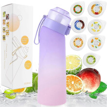 Air Wasserflasche mit 7 Aromakapseln und Reinigungsbürste, 650ml, duftender Wasserbecher, BPA-frei, 0% Zucker für Fitness und Outdoor-Aktivitäten