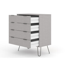 4 Drawer Chest of Drawers - Textured Manufactured Board/Metal - 76.5 x 39.5 x 90.3 cm - Grey