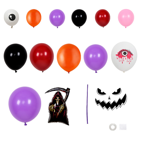 Μπαλόνι λάτεξ για Halloween, κιτ γιρλάντας από μπαλόνια Diy, μωβ πράσινο μαύρο θέμα